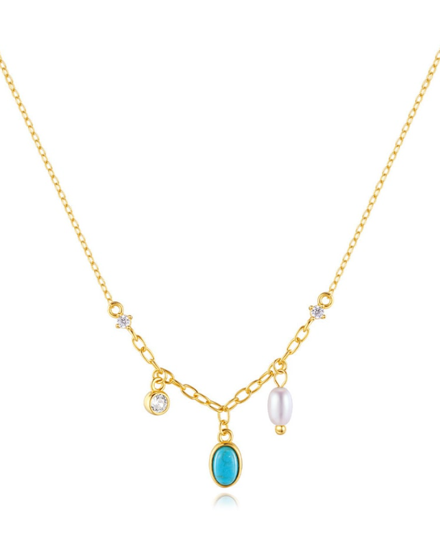Turquoise Geometric Vintage Necklace-Necklaces-Krush Kandy, Women's Online Fashion Boutique Located in Phoenix, Arizona (Scottsdale Area)