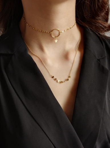 Stars Round Choker Necklace-Necklaces-Krush Kandy, Women's Online Fashion Boutique Located in Phoenix, Arizona (Scottsdale Area)