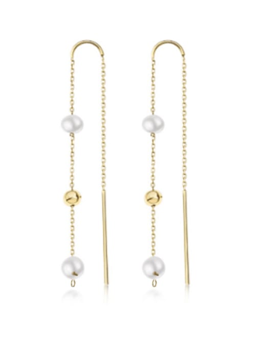 Sterling Silver Imitation Pearl Tassel Minimalist Threader Earrings-Earrings-Krush Kandy, Women's Online Fashion Boutique Located in Phoenix, Arizona (Scottsdale Area)