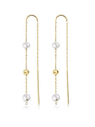 Sterling Silver Imitation Pearl Tassel Minimalist Threader Earrings-Earrings-Krush Kandy, Women's Online Fashion Boutique Located in Phoenix, Arizona (Scottsdale Area)
