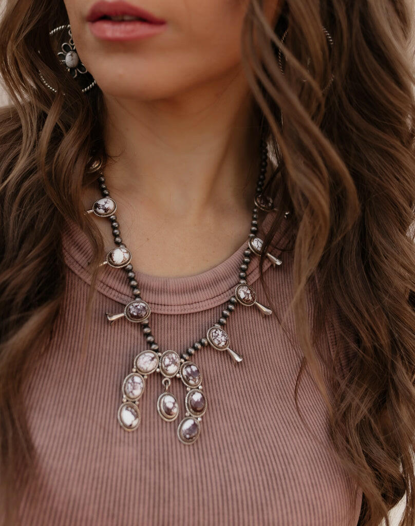 Horseshoe Blossom Desert Pearl Necklace MADE TO ORDER-Squash Blossom Necklaces-Krush Kandy, Women's Online Fashion Boutique Located in Phoenix, Arizona (Scottsdale Area)