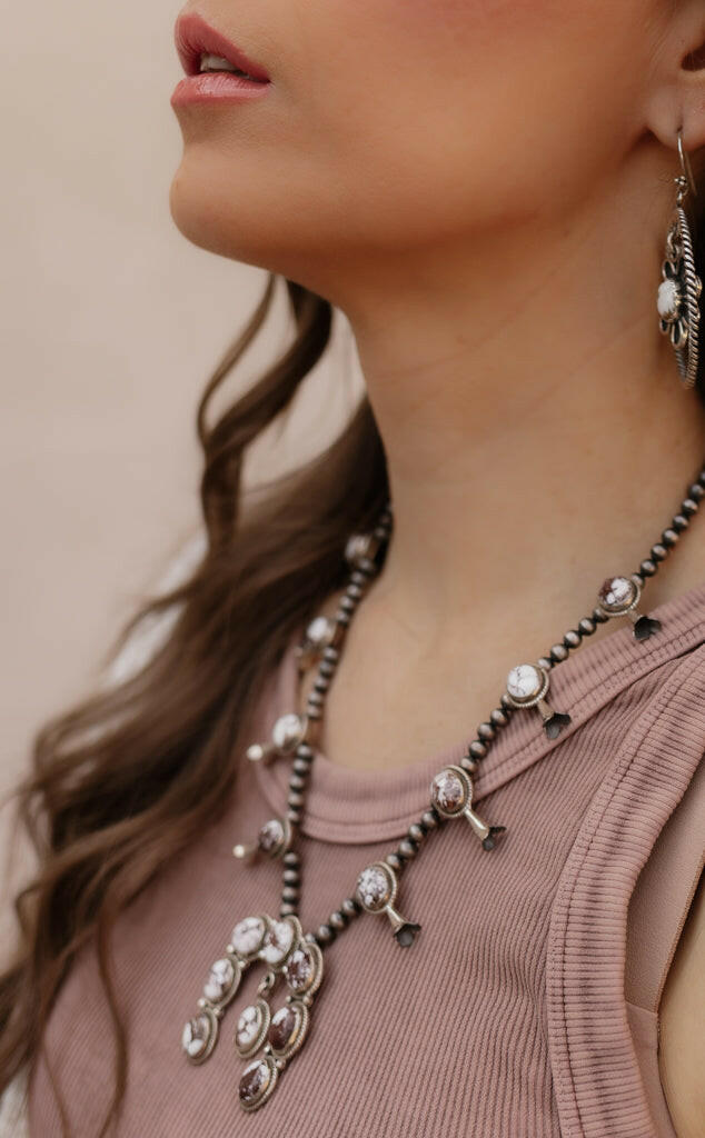 Horseshoe Blossom Desert Pearl Necklace MADE TO ORDER-Squash Blossom Necklaces-Krush Kandy, Women's Online Fashion Boutique Located in Phoenix, Arizona (Scottsdale Area)