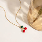 18K Gold-Plated Cherry Pendant Necklace-Necklaces-Krush Kandy, Women's Online Fashion Boutique Located in Phoenix, Arizona (Scottsdale Area)
