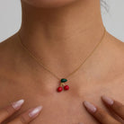 18K Gold-Plated Cherry Pendant Necklace-Necklaces-Krush Kandy, Women's Online Fashion Boutique Located in Phoenix, Arizona (Scottsdale Area)