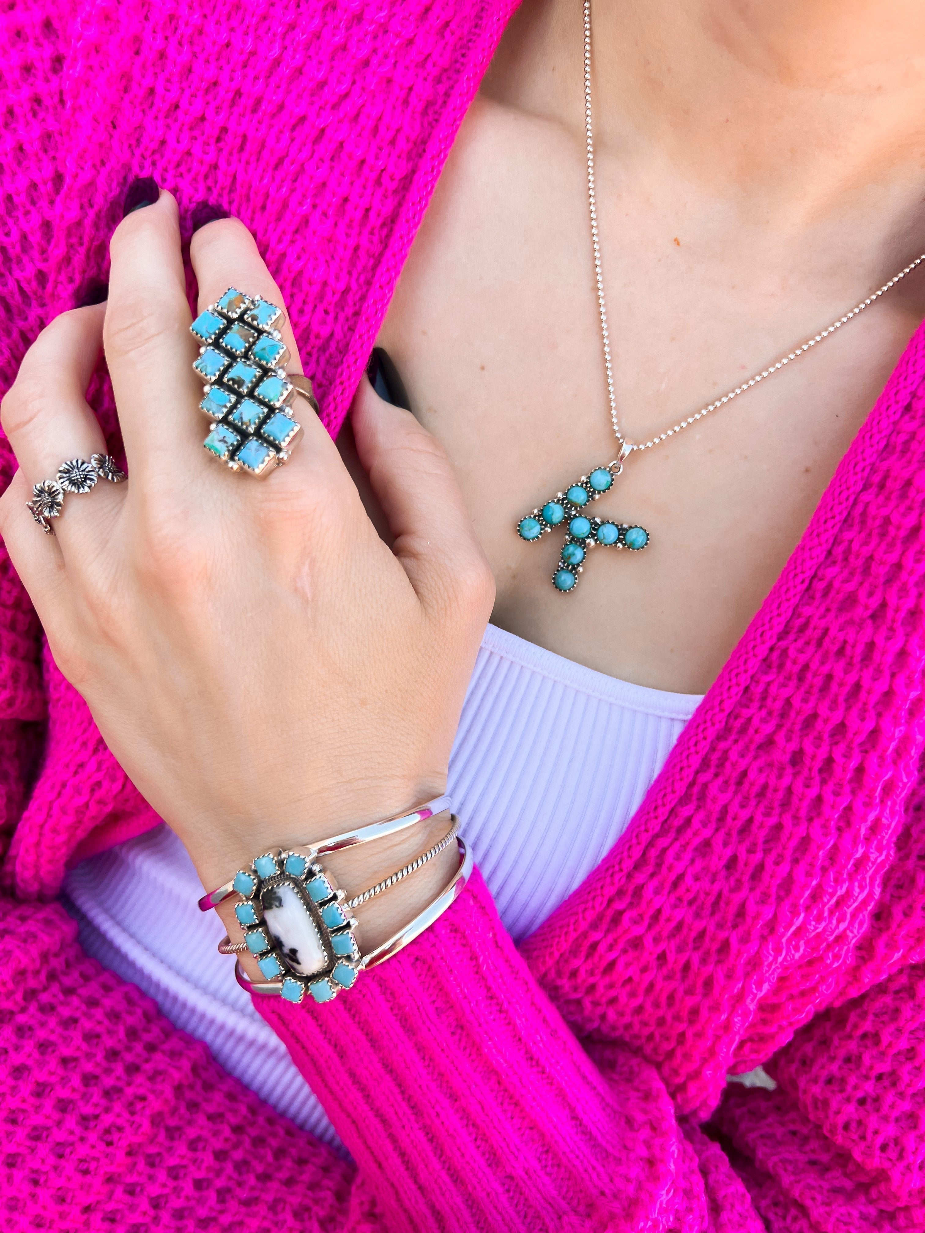 Sign Here Initial Stone Pendant More Stones | Pre-Order-Chain Necklaces-Krush Kandy, Women's Online Fashion Boutique Located in Phoenix, Arizona (Scottsdale Area)