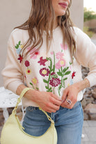 Luxe Floral Embroidered Sweater XS-3X-Sweaters-Krush Kandy, Women's Online Fashion Boutique Located in Phoenix, Arizona (Scottsdale Area)