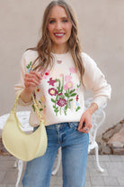 Luxe Floral Embroidered Sweater XS-3X-Sweaters-Krush Kandy, Women's Online Fashion Boutique Located in Phoenix, Arizona (Scottsdale Area)