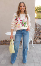 Luxe Floral Embroidered Sweater XS-3X-Sweaters-Krush Kandy, Women's Online Fashion Boutique Located in Phoenix, Arizona (Scottsdale Area)