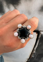 Mini White Opal & Black Onyx Star Cluster Ring-Krush Kandy, Women's Online Fashion Boutique Located in Phoenix, Arizona (Scottsdale Area)