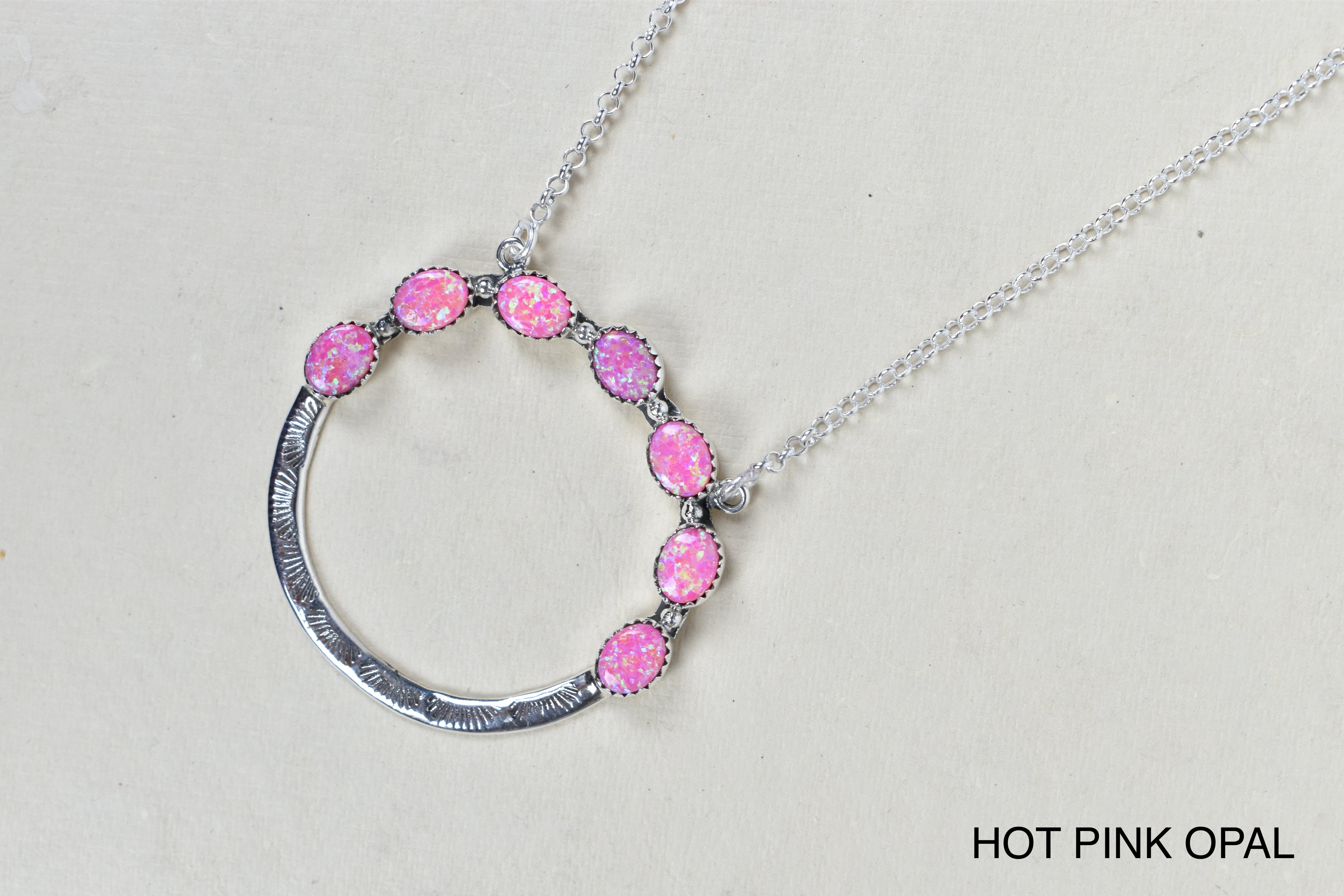 Luna's Crescent Gemstone Necklace-Pendant Necklaces-Krush Kandy, Women's Online Fashion Boutique Located in Phoenix, Arizona (Scottsdale Area)