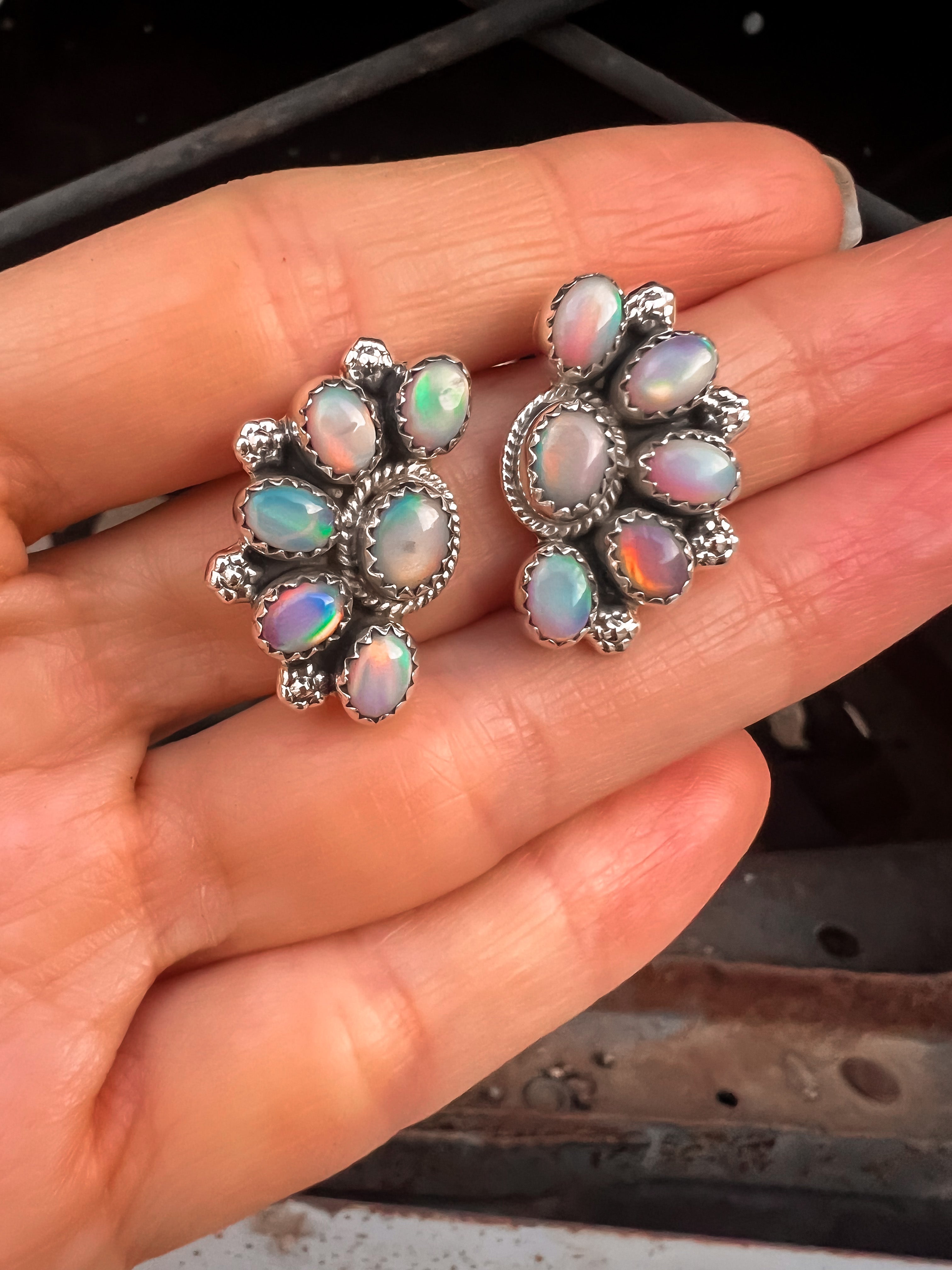 Cute Little Half Cluster Blossom Earrings-Stud Earrings-Krush Kandy, Women's Online Fashion Boutique Located in Phoenix, Arizona (Scottsdale Area)