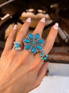 Flower Concho Sterling Silver Stone Ring MADE TO ORDER-Cluster Rings-Krush Kandy, Women's Online Fashion Boutique Located in Phoenix, Arizona (Scottsdale Area)