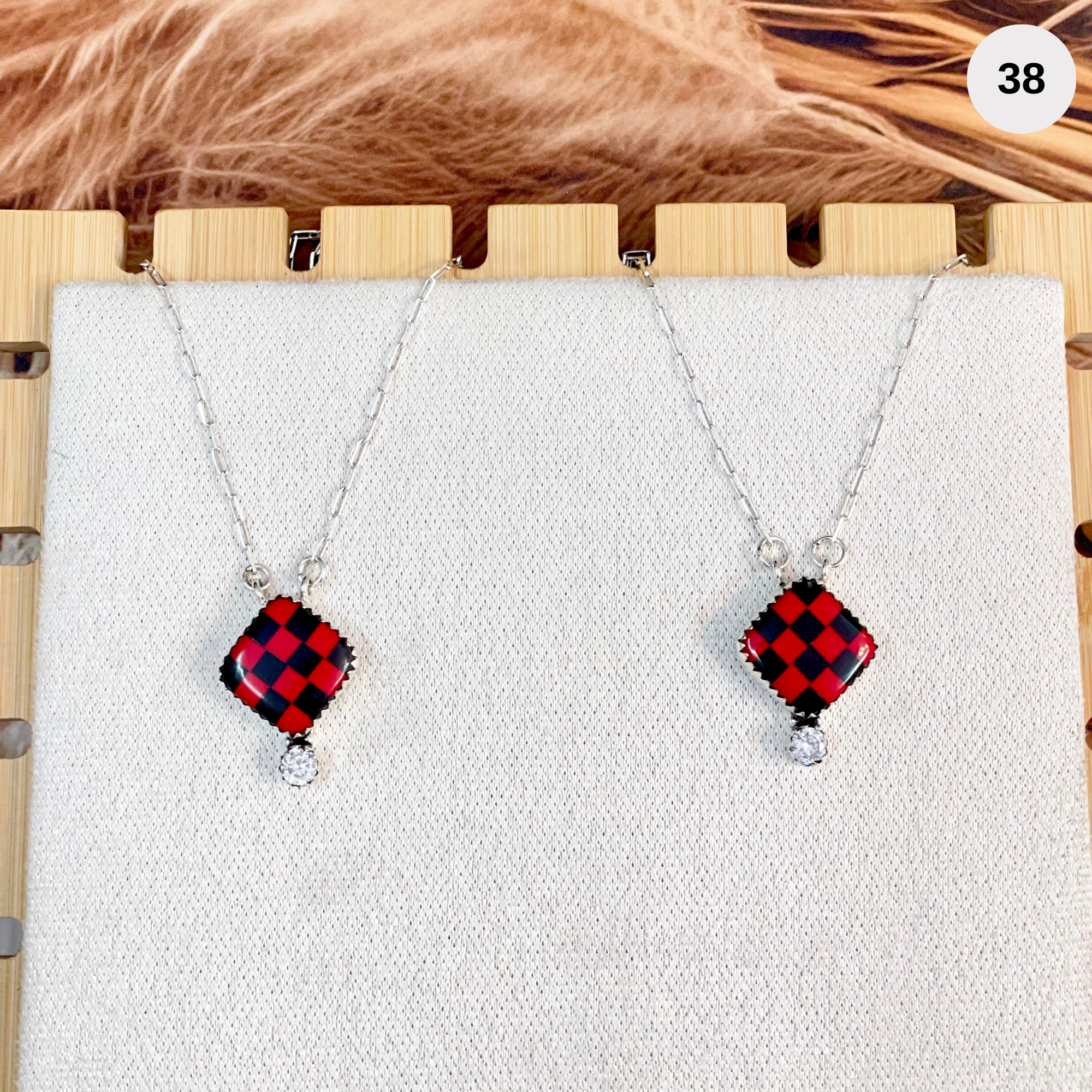 Rodeo Rouge Checkered Necklace-Necklaces-Krush Kandy, Women's Online Fashion Boutique Located in Phoenix, Arizona (Scottsdale Area)