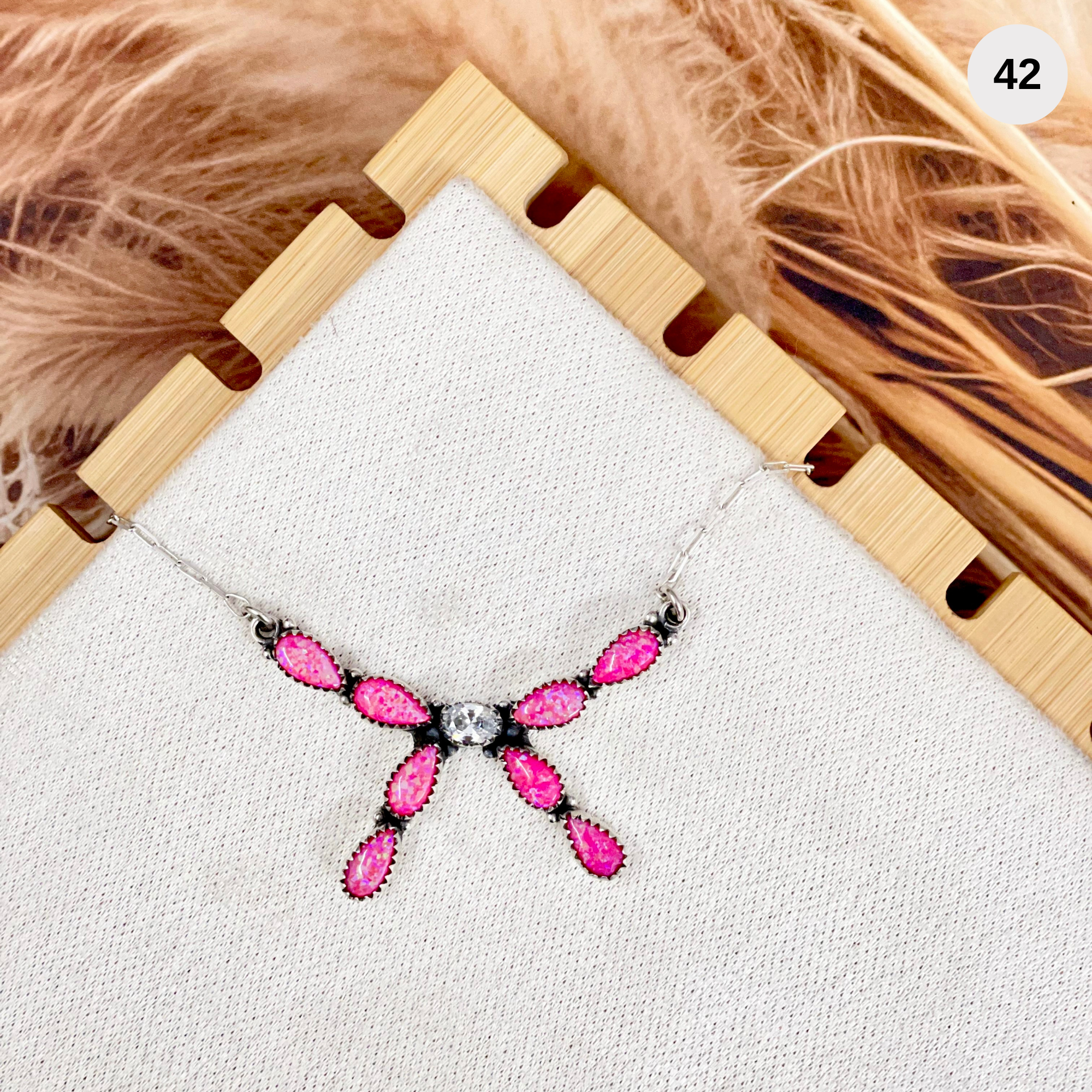 Aaliyah's Opal & Stone Bow Necklace-Necklaces-Krush Kandy, Women's Online Fashion Boutique Located in Phoenix, Arizona (Scottsdale Area)