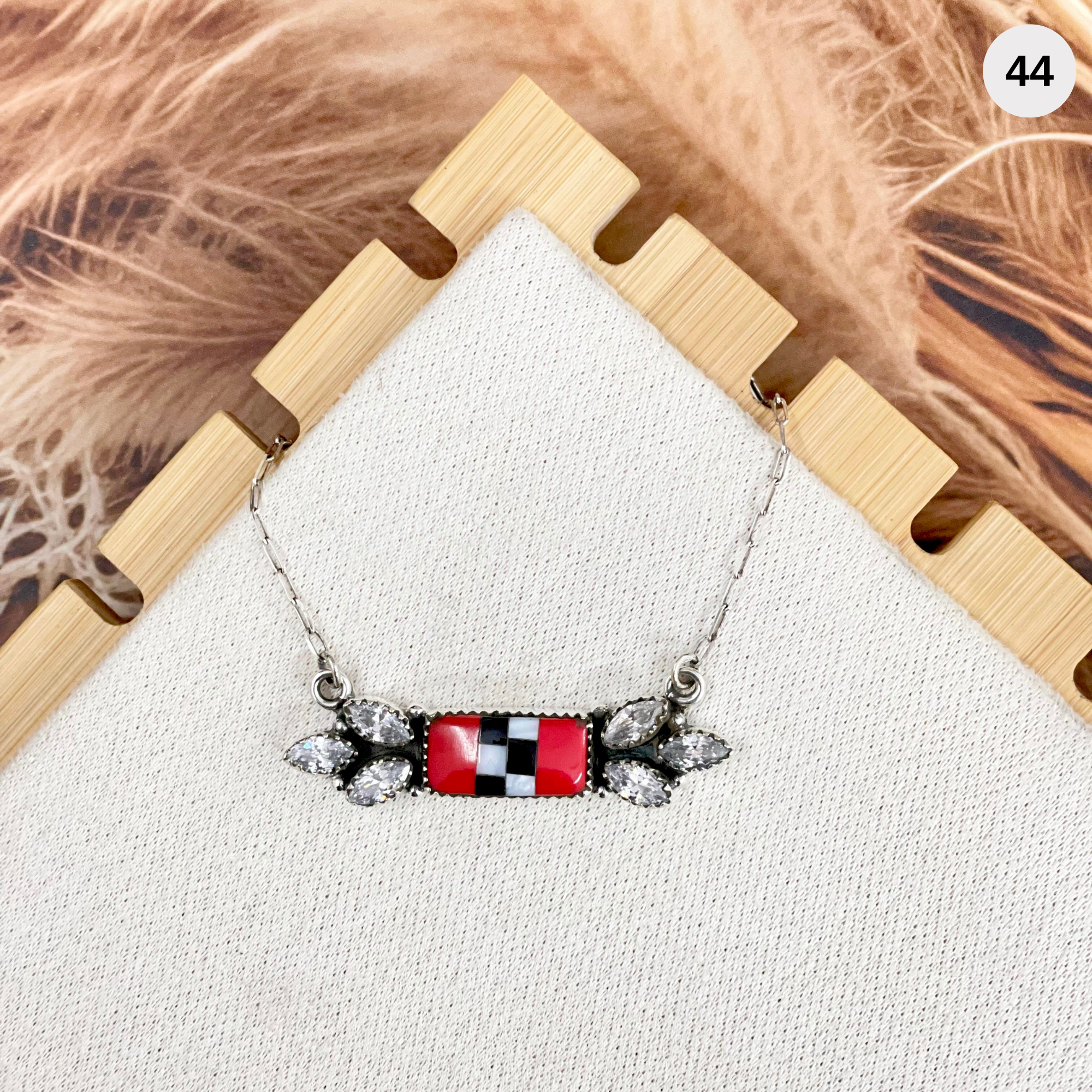 Checkered Blooming Stone Necklace-Necklaces-Krush Kandy, Women's Online Fashion Boutique Located in Phoenix, Arizona (Scottsdale Area)