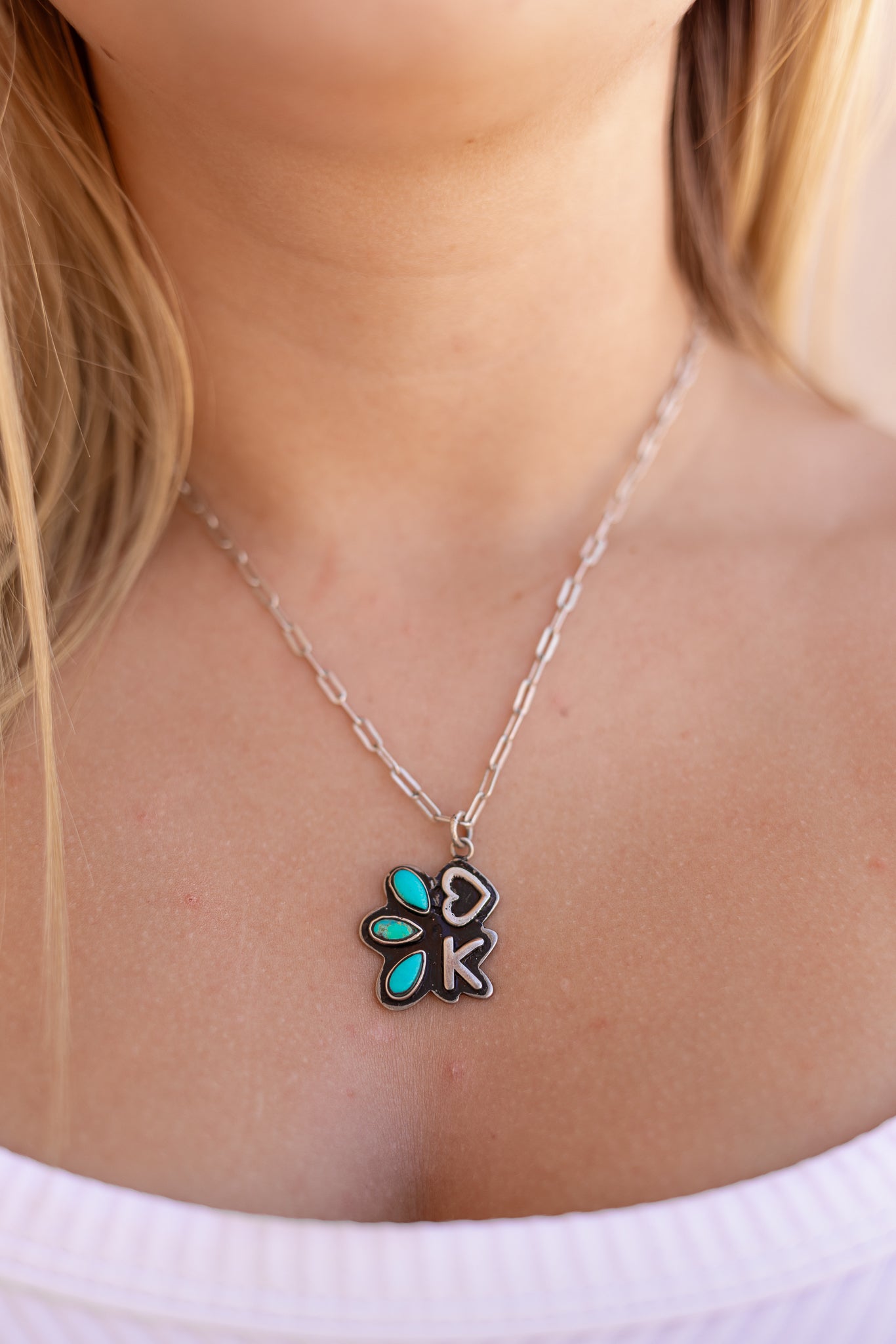 Initial Stone Plate with Heart Sterling Silver Necklace PREORDER-Chain Necklaces-Krush Kandy, Women's Online Fashion Boutique Located in Phoenix, Arizona (Scottsdale Area)