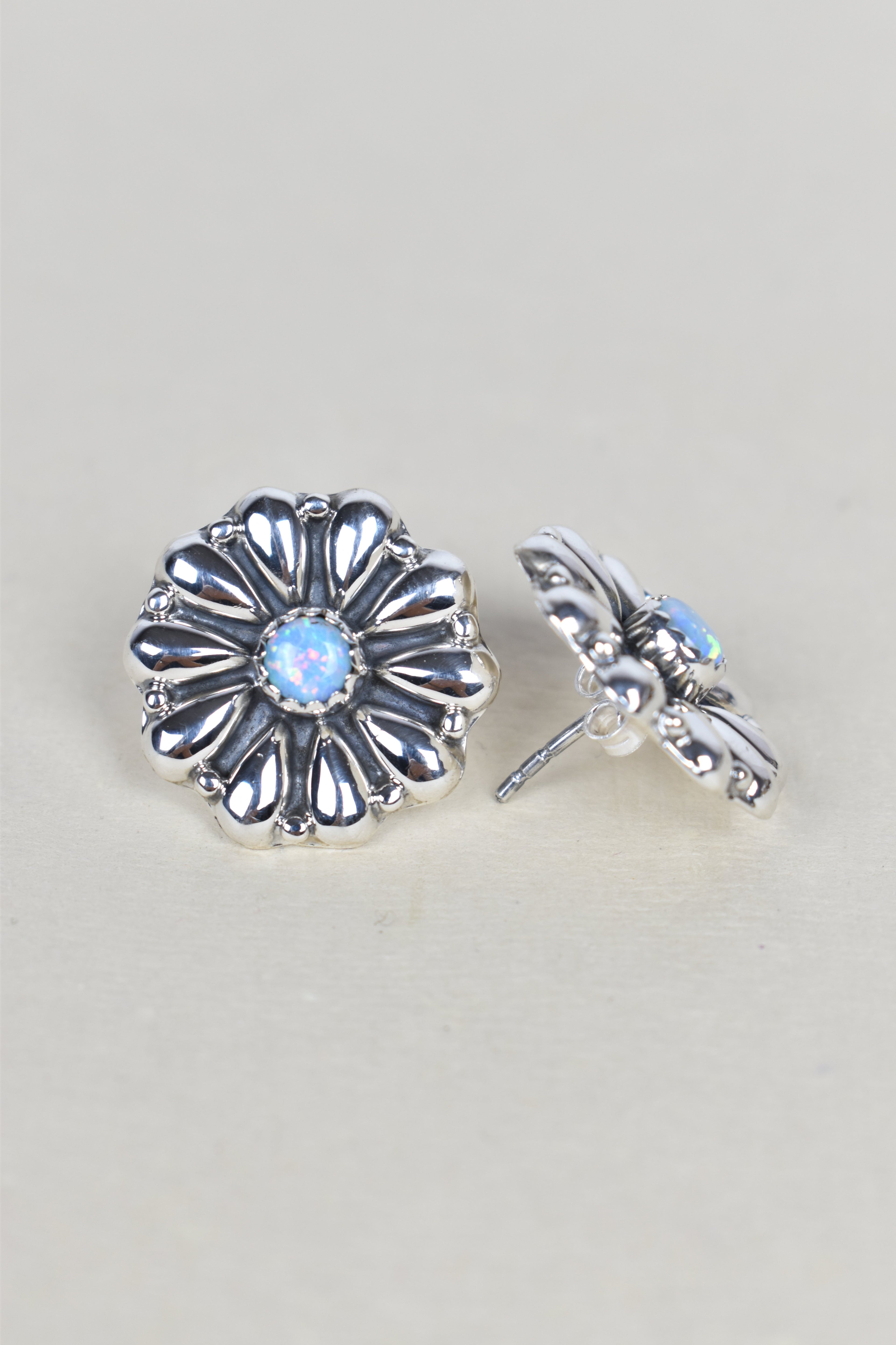 Sterling Silver Daisy Concho Stud Earrings-Stud Earrings-Krush Kandy, Women's Online Fashion Boutique Located in Phoenix, Arizona (Scottsdale Area)