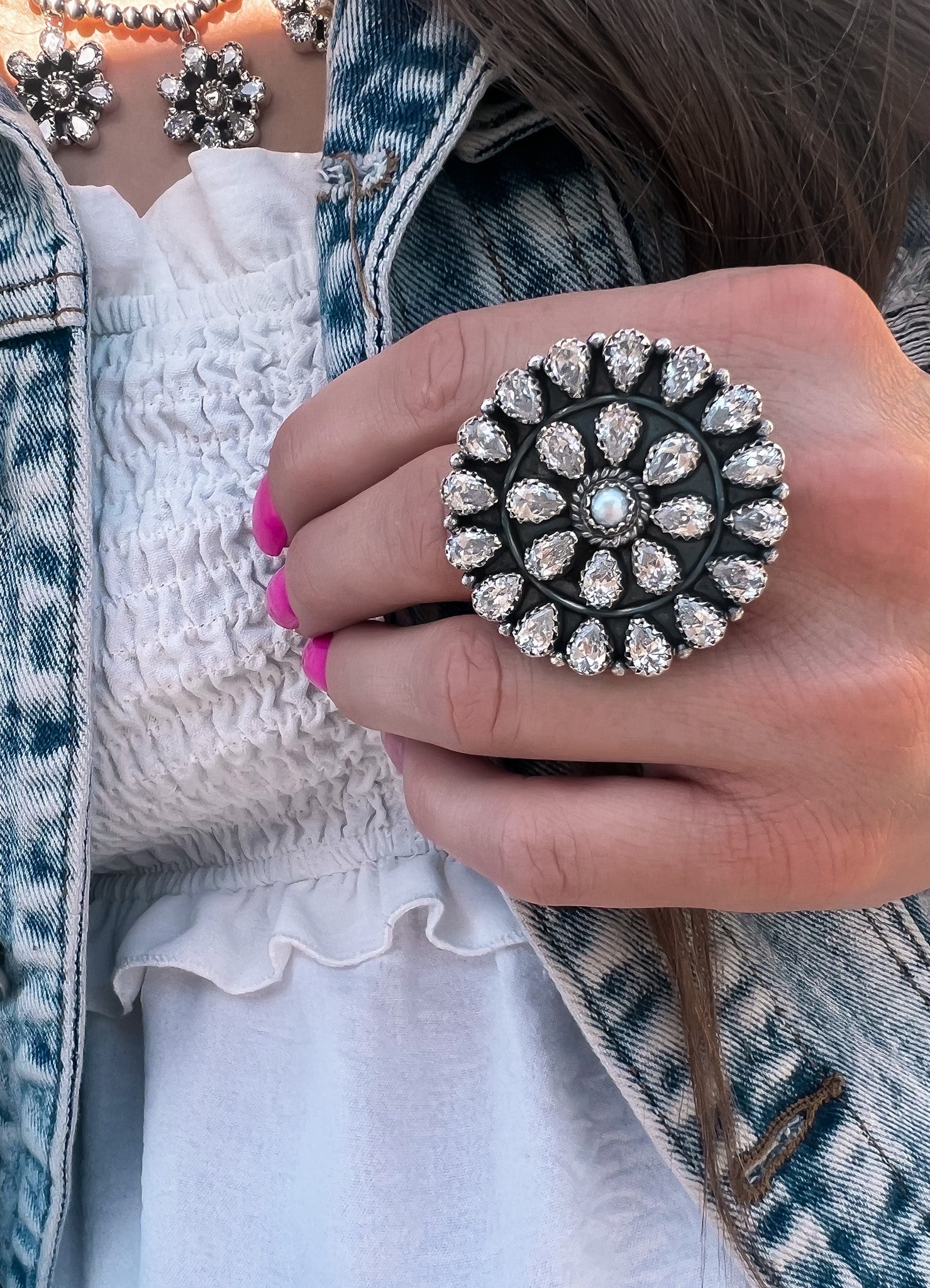 Crystal Cluster Sterling Silver Ring-Krush Kandy, Women's Online Fashion Boutique Located in Phoenix, Arizona (Scottsdale Area)