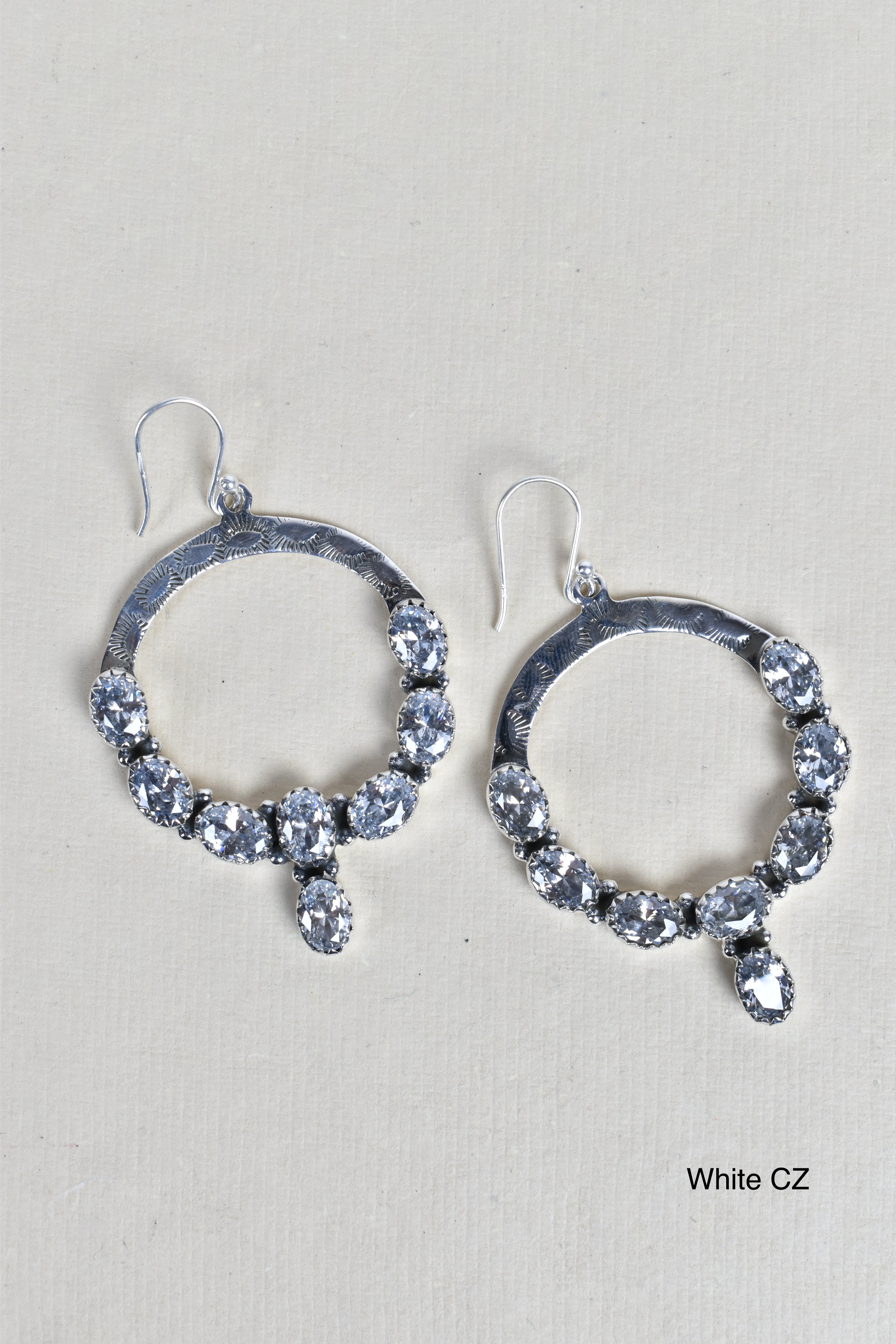 Hammered Hoop & Gemmed Loop Earring-Hoop Earrings-Krush Kandy, Women's Online Fashion Boutique Located in Phoenix, Arizona (Scottsdale Area)