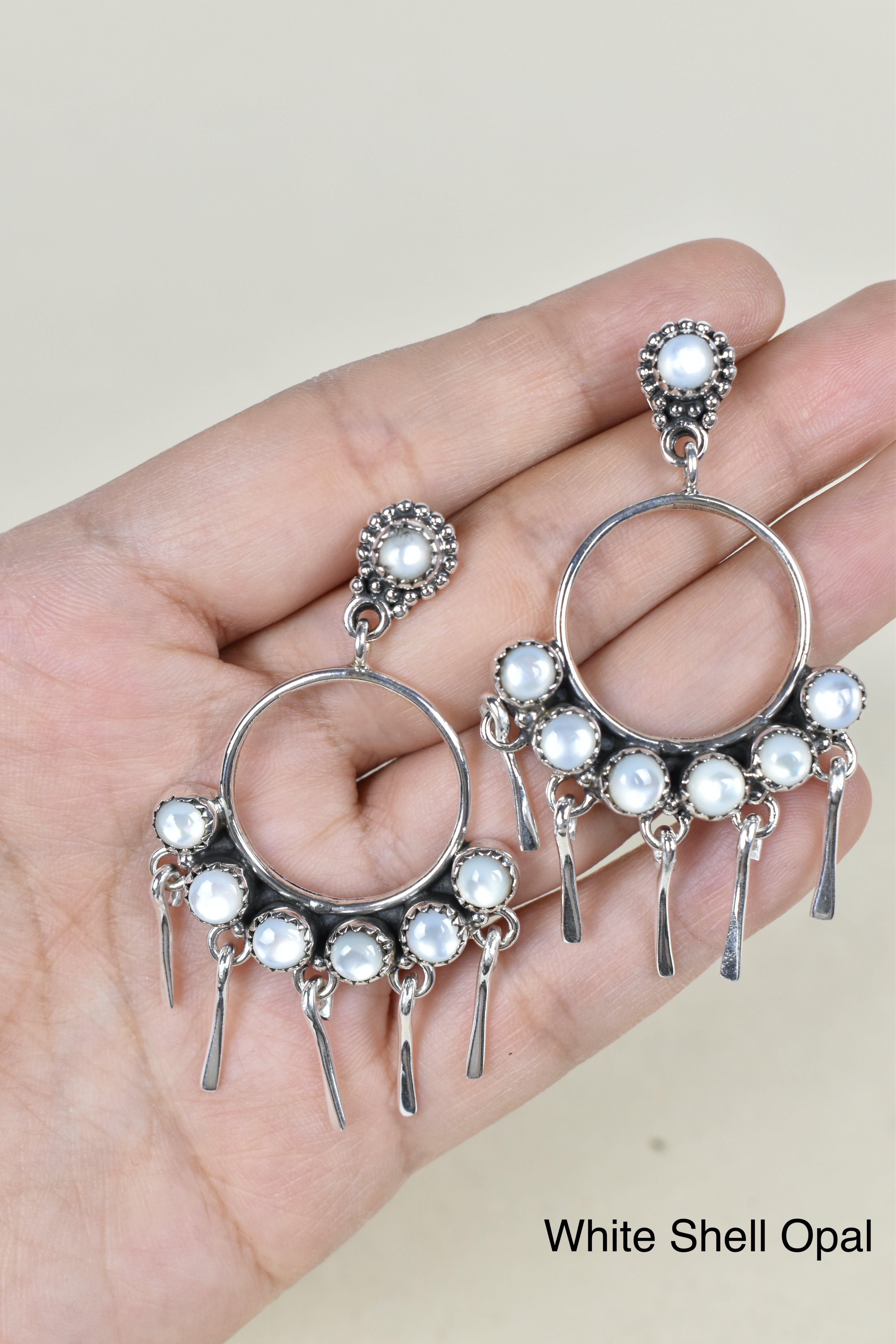 7 Jewel Hoop Studded Dangle Earring-Drop Earrings-Krush Kandy, Women's Online Fashion Boutique Located in Phoenix, Arizona (Scottsdale Area)